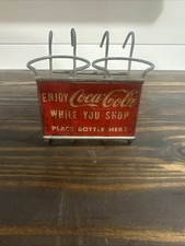 Vintage Coca-Cola Wire Shopping Cart Bottle Holder "Enjoy Coca-Cola While You Shop"
