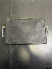 Mark & Graham Light Blue Pebbled Leather Monogrammed Zip Pouch