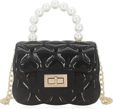 Clear Jelly Quilted Flap Purse with Gold Chain Strap (Boy Bag Style) — listing 3