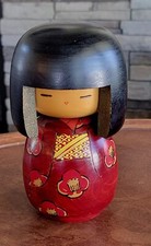 Vintage Japanese Creative Kokeshi Wood Doll with Red Bow, 7.5 inches — listing 3