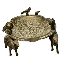 Vintage Solid Brass Oval Cigar Ashtray with Zigzag Cigarette Rests — listing 6