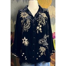 Johnny Was Sequin Star Embroidered Cropped Flare Jeans — listing 5