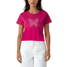 Bebe Rhinestone Logo Teal Short-Sleeve T-Shirt M — listing 3
