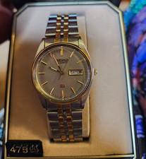 Seiko Two-Tone Stainless Steel Quartz Watch, Black Dial, Date, Water Resist 50M 7N42 series — listing 6