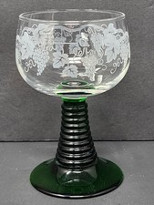 Vintage Green-Stemmed Wine Glass with Etched Grape & Vine Pattern (Alsace / Roemer Style) — listing 3