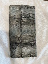 Vintage Genuine Python Snakeskin Envelope Clutch with Whipstitched Edges — listing 2