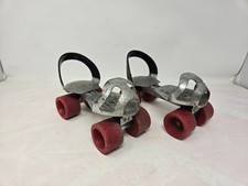 clamp roller skates Vintage Adjustable Clamp-On Metal Roller Skates with Leather Ankle Straps — listing 2