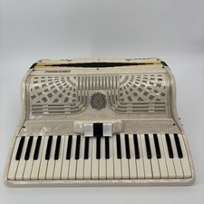 Vintage Red Pearloid Piano Accordion with Hard Case and Straps — listing 6