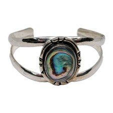 Vintage Mexican Sterling Silver Abalone Inlay Stylized Figure/Bow Brooch — listing 5