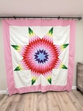 Mary Beiler Amish Hand-Quilted 18x18 Lone Star Miniature Wall Quilt / Patch, Framed — listing 6