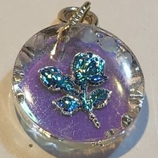 Art Deco Reverse-Carved Blue Glass Intaglio Rose Pendant with Paste Accents — listing 5