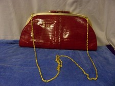 Vintage Lizard Skin Shoulder Bag with Gold H-Clasp — listing 3
