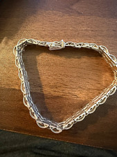 Sterling Silver Multi-Strand Woven Foxtail Bracelet with Filigree Station Links, 7.5", listing 4