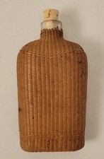 Antique Wicker-Wrapped Glass Flask with Metal Screw Cap — listing 6