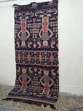 Handwoven Ikat Textile Panel with Anthropomorphic Ancestor Figure, Southeast Asian/Indonesian Tribal Weaving — listing 2