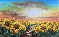 Original Oil Painting of Sunflowers in a Vase, Signed — listing 4