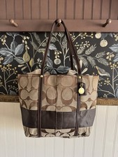Coach Signature Jacquard Black Leather Trim Tote Bag — listing 5