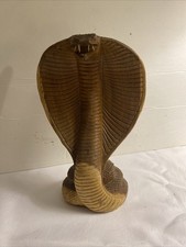 Carved Wood Standing Cobra Sculpture with Coiled Base — listing 4