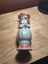 Vintage Capodimonte-Style Lustreware Vase with Applied Porcelain Roses — listing 4