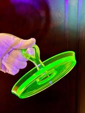 Green Uranium Depression Glass Octagonal Console Bowl, Princess Pattern, 8.5" x 3" — listing 2