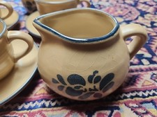 Pfaltzgraff Folk Art Handled Jug / Bottle with Blue Floral Design — listing 3