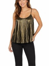 Metallic Gold Foil Spaghetti Strap Camisole Tank Top — listing 4