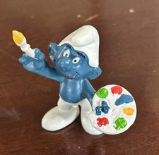 Vintage Artist Smurf PVC Figurine with Paint Palette and Brush — listing 4
