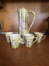 Antique Hand-Painted Porcelain Chocolate Set with Pot, Cups, Saucers & Tray Nippon, listing 6