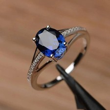 14k Yellow Gold Blue Sapphire & Diamond Ring — listing 5