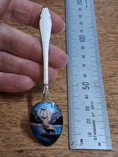 Vintage Guilloché Enamel Silver-Gilt Demitasse / Coffee Spoon with Green Enamel Handle and Gilt Fleur-de-Lis / Trefoil Motif