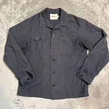 Guideboat Co. Twill Shirting Blue & White Striped Long-Sleeve Dress Shirt, Italian Fabric Small