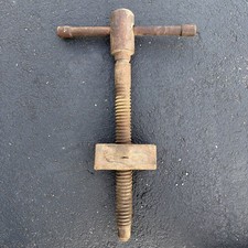 Antique Wooden Handle Cast Iron Ratchet Bar Clamp / Woodworking Wagon Vise Component — listing 5