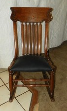 Antique Oak Sewing Rocker / Nursing Rocking Chair with Shaped Crest — listing 5