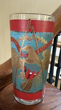 Mid-Century Frosted Highball Glasses with Gold Federal Eagle and Laurel Wreath Motif (Set) — listing 5