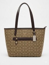 Coach Signature Jacquard Black Leather Trim Tote Bag — listing 4