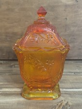 L.E. Smith Amethyst Carnival Glass Basket with Applied Handle and Ruffled Rim — listing 2