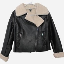 Women's Black Leather Moto/Biker Jacket with Quilted Shoulder Detail — listing 3
