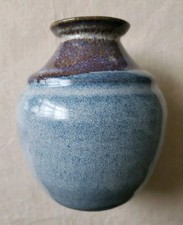 Handmade Studio Pottery Vase, Cream Glaze with Blue-Green Brushwork — listing 5