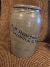 Antique Salt-Glazed Stoneware Crock with Cobalt Blue Number 4 Marking — listing 3