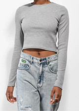 Vans Women's Gray Ribbed Knit Long Sleeve Top, Size L — listing 5