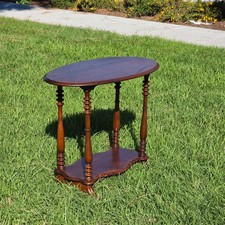 Antique Victorian Quartersawn Oak Two-Tier Parlor Table with Bobbin-Turned Legs — listing 4