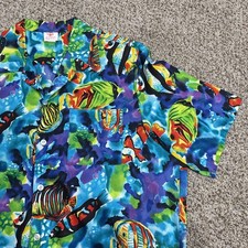 Vintage Scorpio Hawaiian Aloha Shirt, Navy Hibiscus & Banana Leaf Print, Men's XL — listing 5