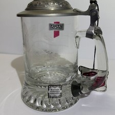 Vintage German Cut Crystal Glass Beer Stein with Pewter Lid and Acorn Finial — listing 4