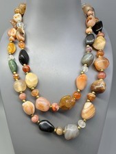 Vintage Multi-Stone Agate Beggar Bead Necklace, Bracelet & Earring Set — listing 6
