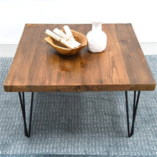 French Country Style Knotty Pine Coffee Table with Center Drawer and Cabriole Legs