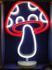 Urban Shop Chrome Glass Mushroom Lamp with LED Fairy Lights