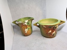 Roseville Pottery Snowberry Pattern Small Creamer / Handled Vase (Green to Tan) — listing 2