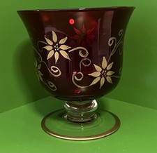 Vintage Ruby Red Glass Footed Compote / Pedestal Candy Dish with Clear Stem — listing 5