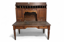 Victorian secretary walnut Antique Victorian Walnut Marquetry Drop-Front Secretary Desk with Mirrored Gallery