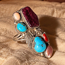 Gold-Tone Ring with Oval Turquoise-Blue Cabochon — listing 2